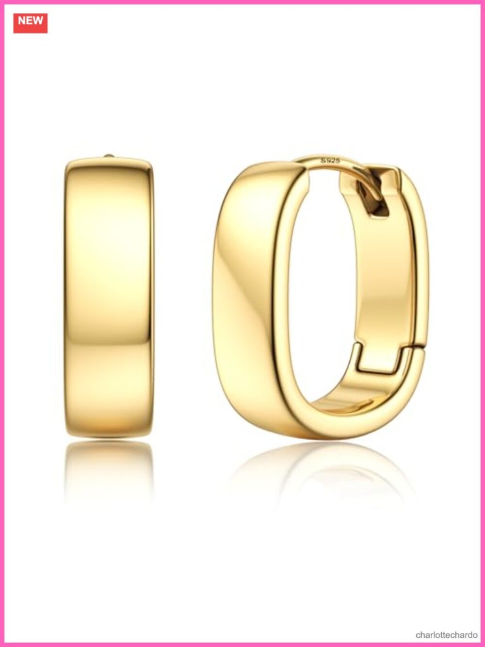 925 Sterling Silver 14K Gold Filled Chunky Hoop Earrings Hypoallergenic Huggie